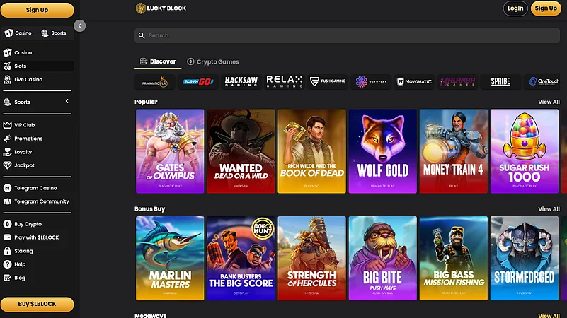 Captures de Lucky Block Casino